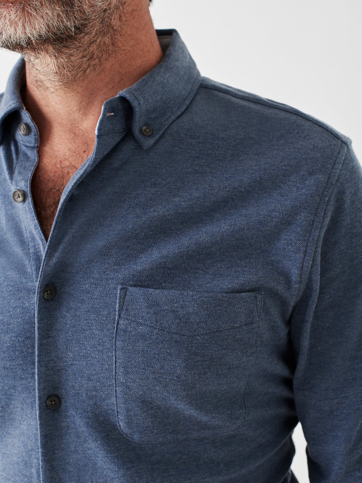Thompson Pique Button Down - Stormy Ocean Melange - M