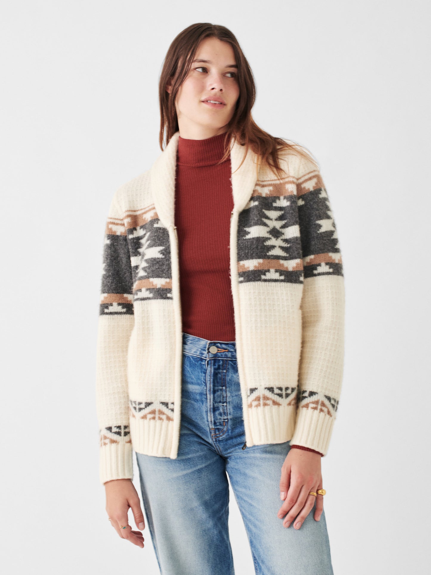 B.Yellowtail Fairisle Zip Cardigan - Great Plains