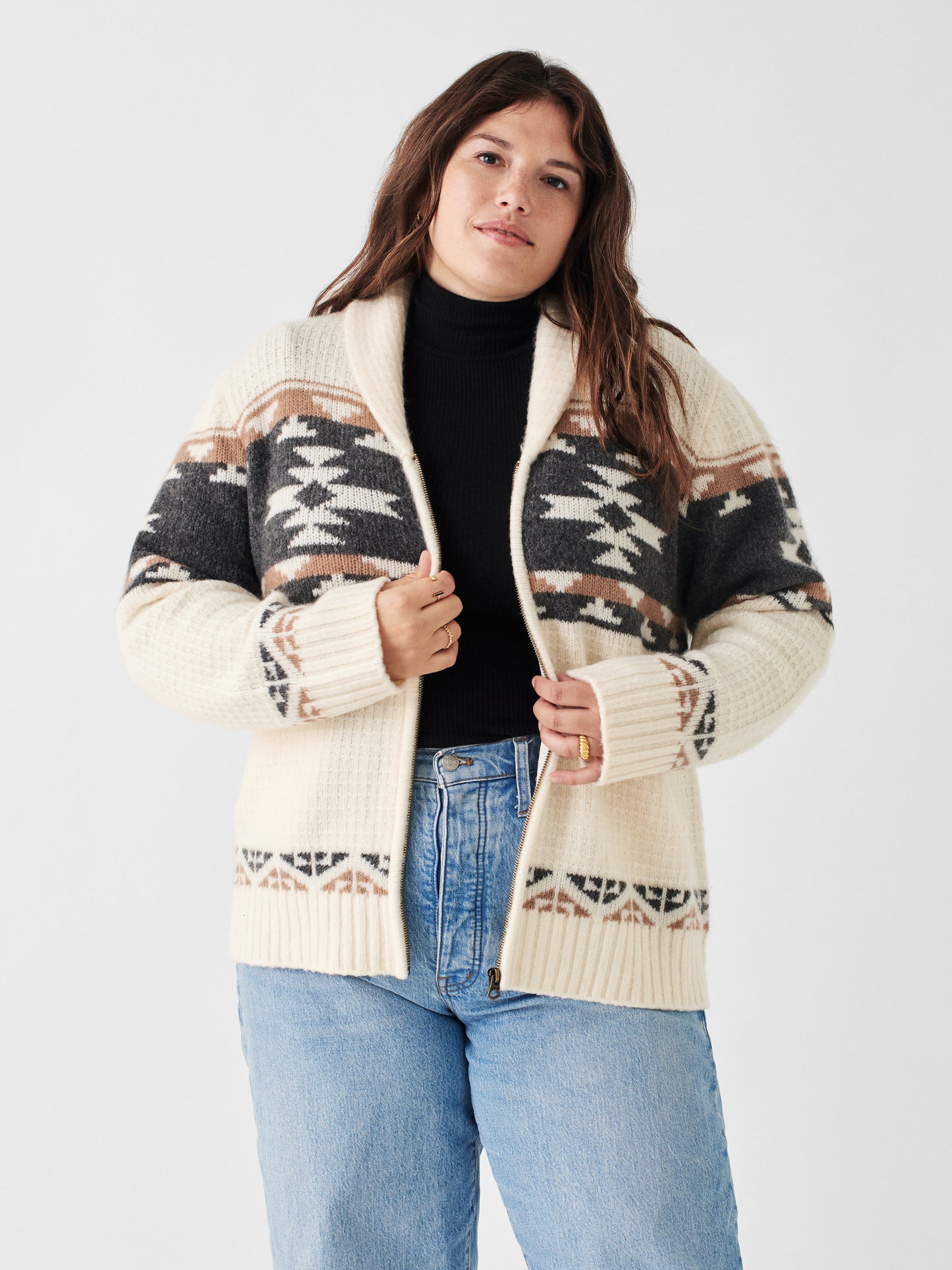 B.Yellowtail Fairisle Zip Cardigan - Great Plains