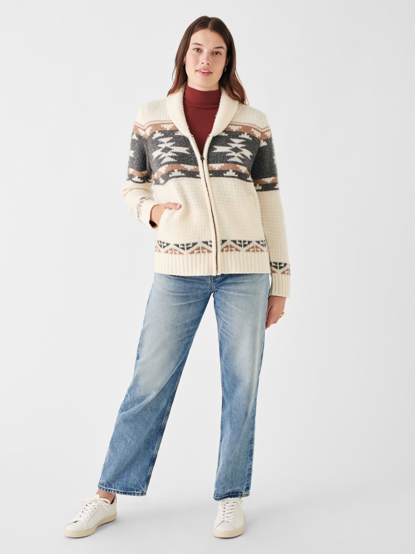 B.Yellowtail Fairisle Zip Cardigan - Great Plains