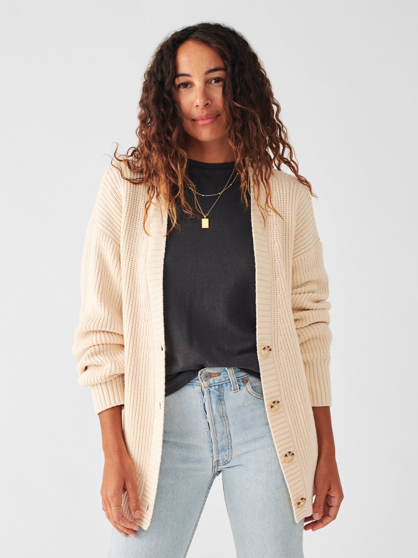 Cozy Cotton Boyfriend Cardigan - Natural