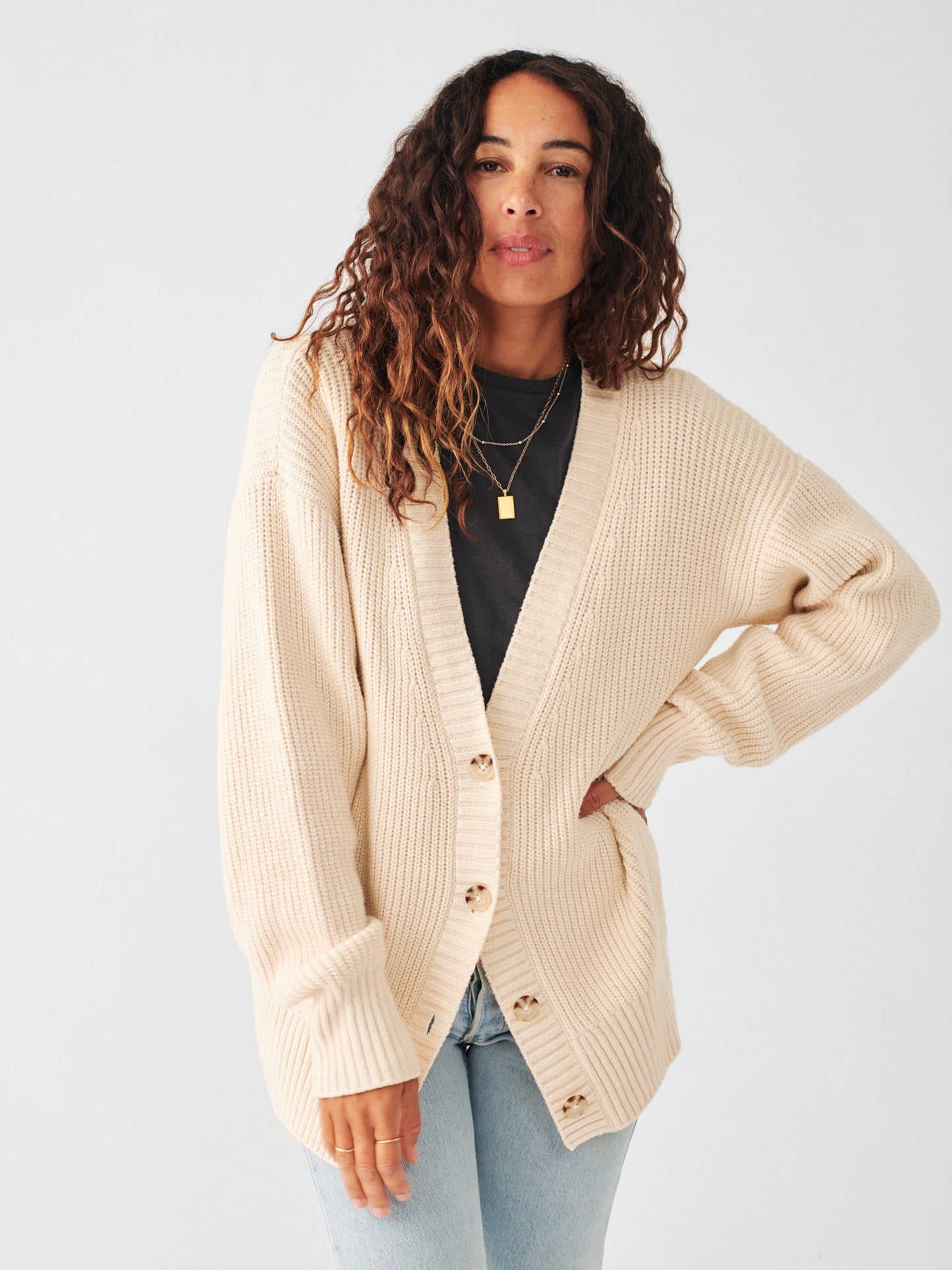 Cozy Cotton Boyfriend Cardigan - Natural