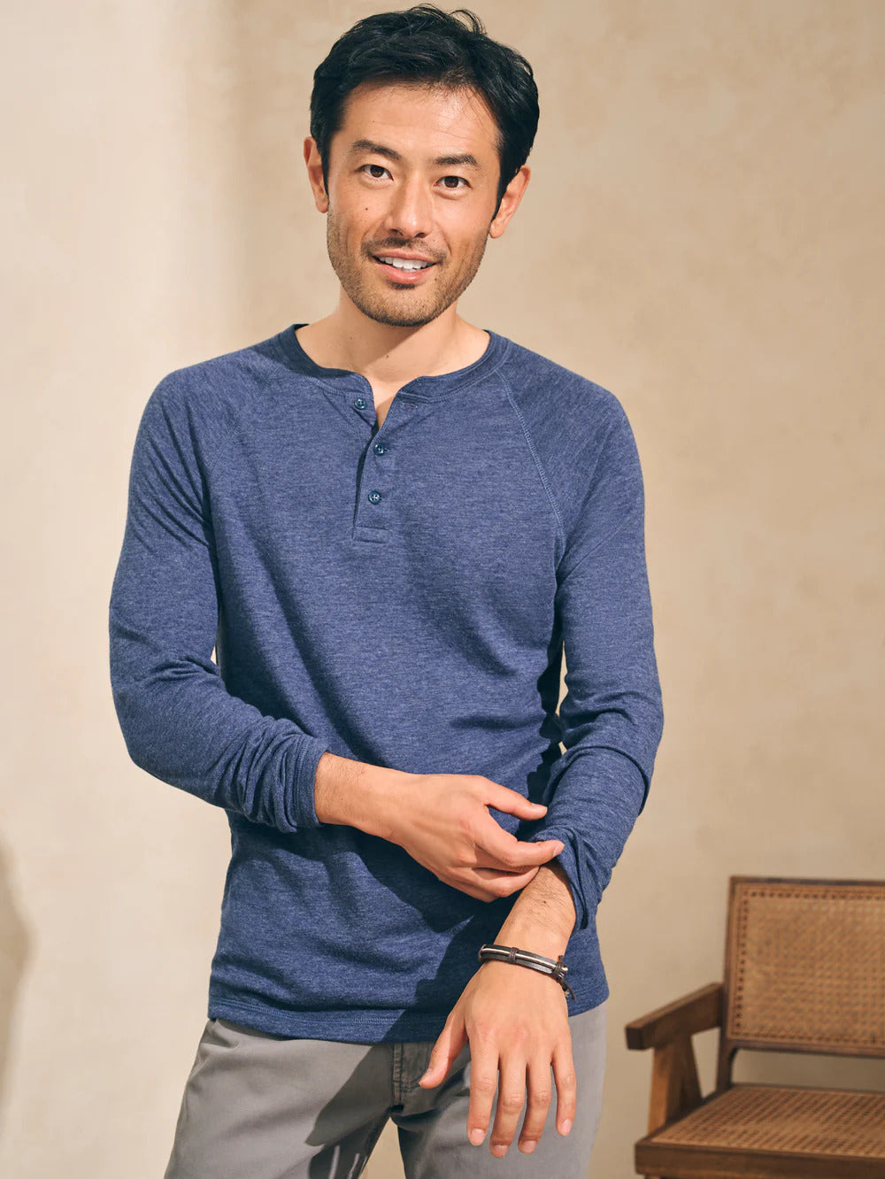 Cloud™ Long-Sleeve Henley - Navy Heather