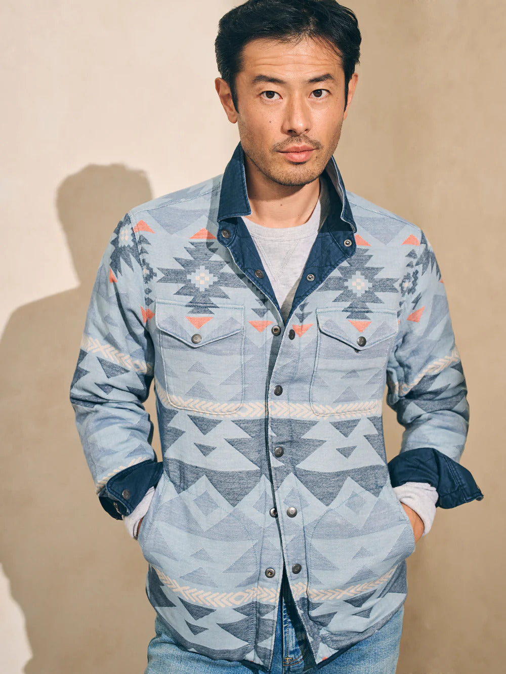 Doug Good Feather Reversible Bondi Jacket - Navy/Six Rivers Turquoise
