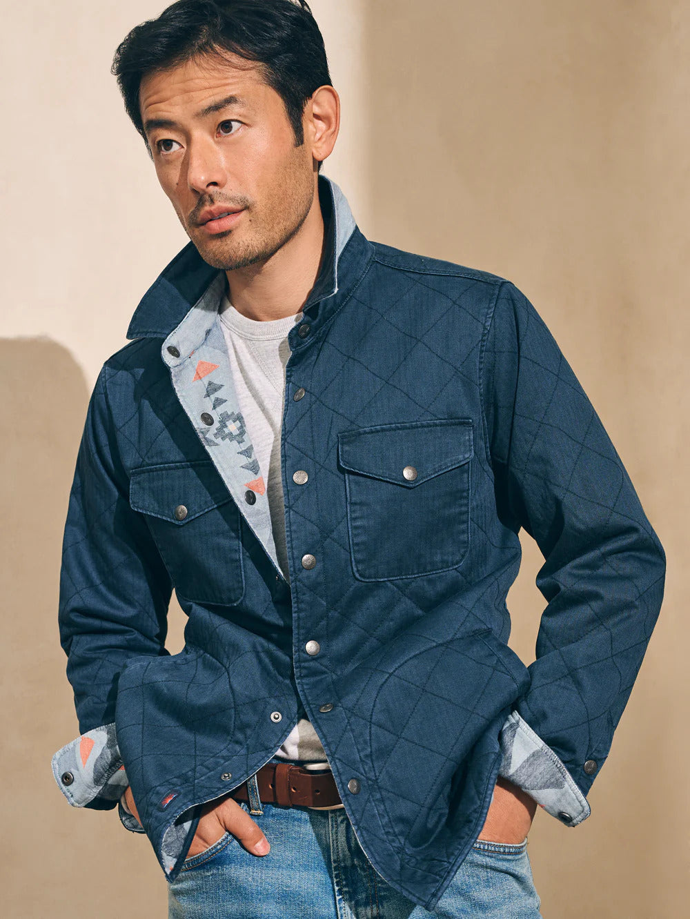 Doug Good Feather Reversible Bondi Jacket - Navy/Six Rivers Turquoise
