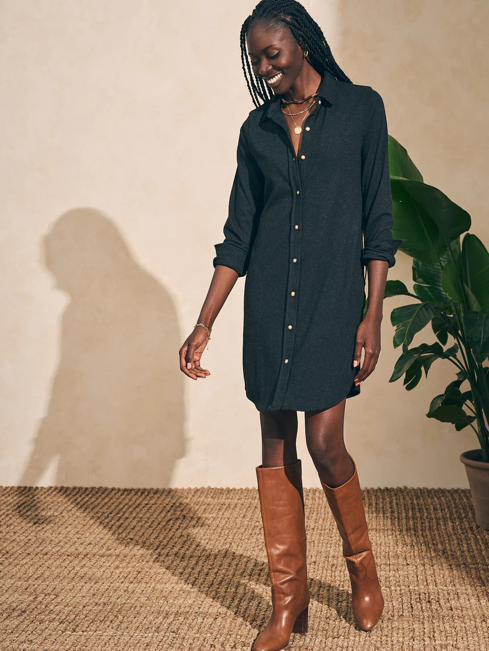 Legend™ Sweater Dress - Heathered Black Twill - S
