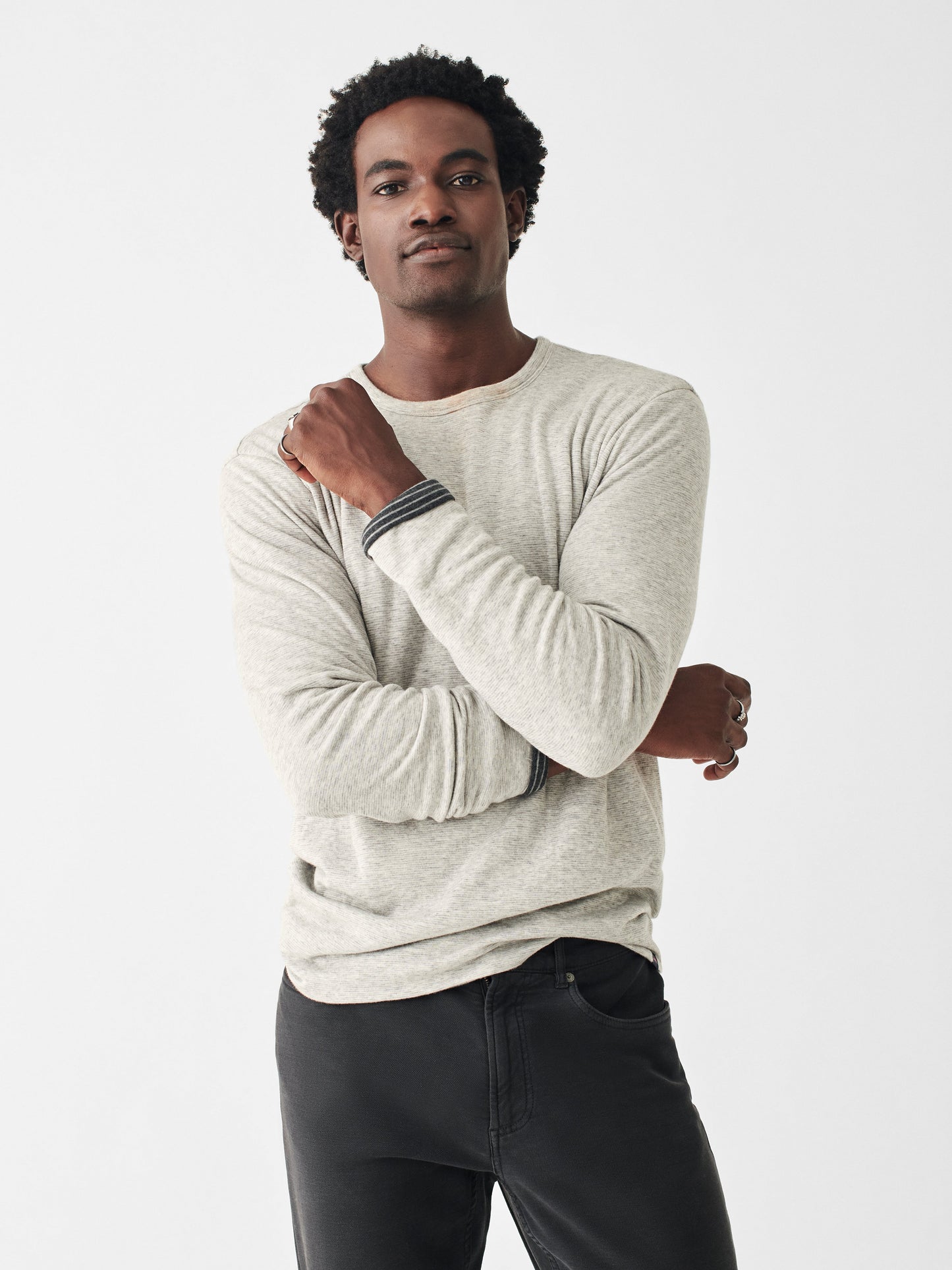 Cloud Reversible Crew - Snowrock Feder Stripe / Charcoal Grey Stripe