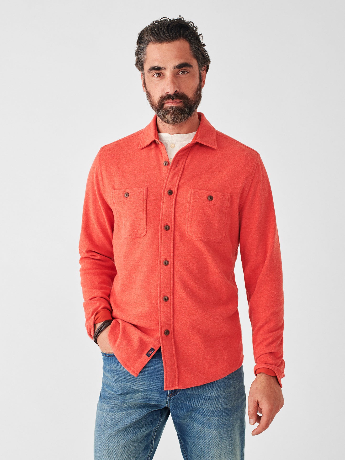 Knit Alpine Shirt - Bright Rust Heather - S