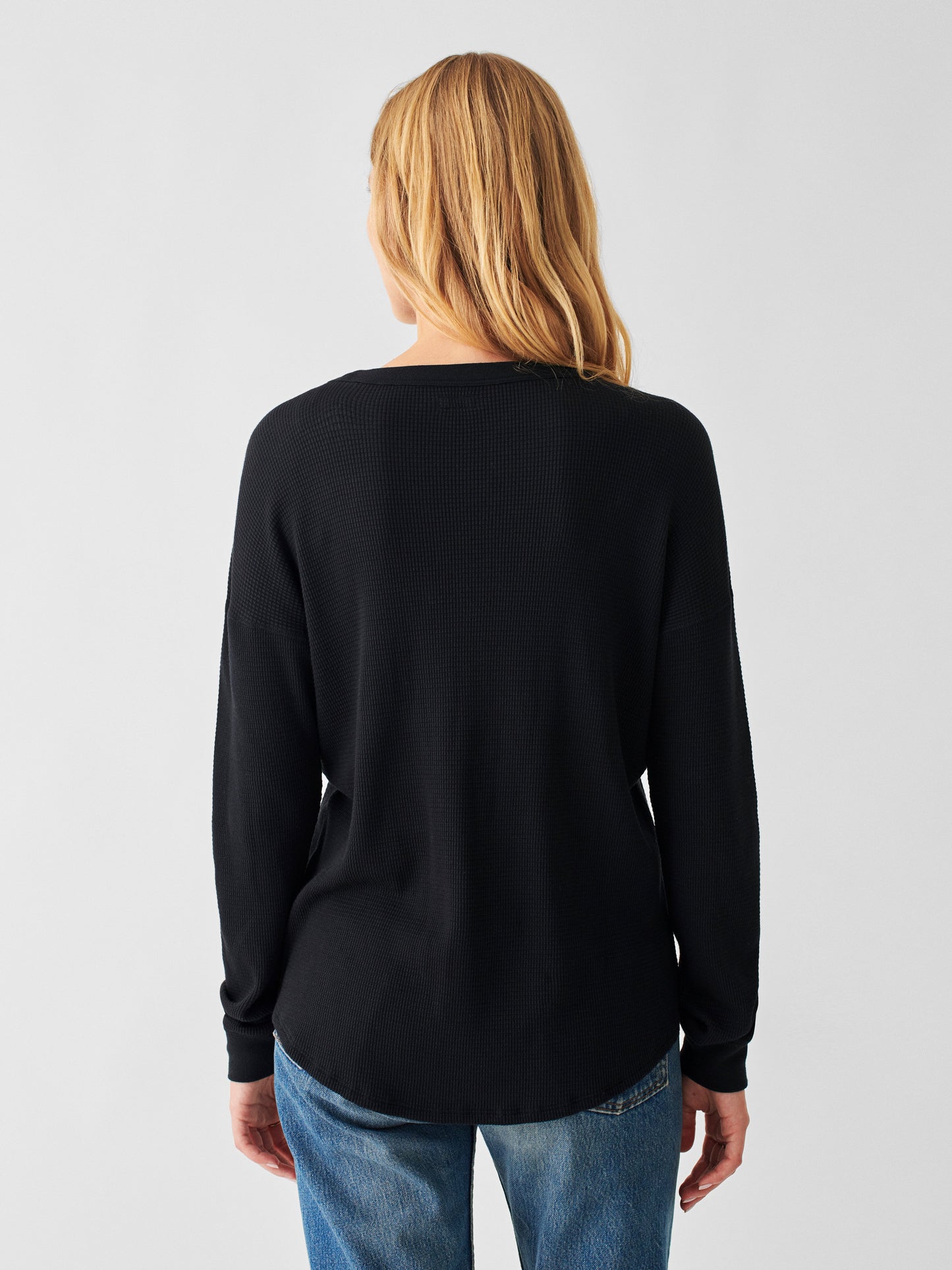 Waffle Layering Crew - Black - M