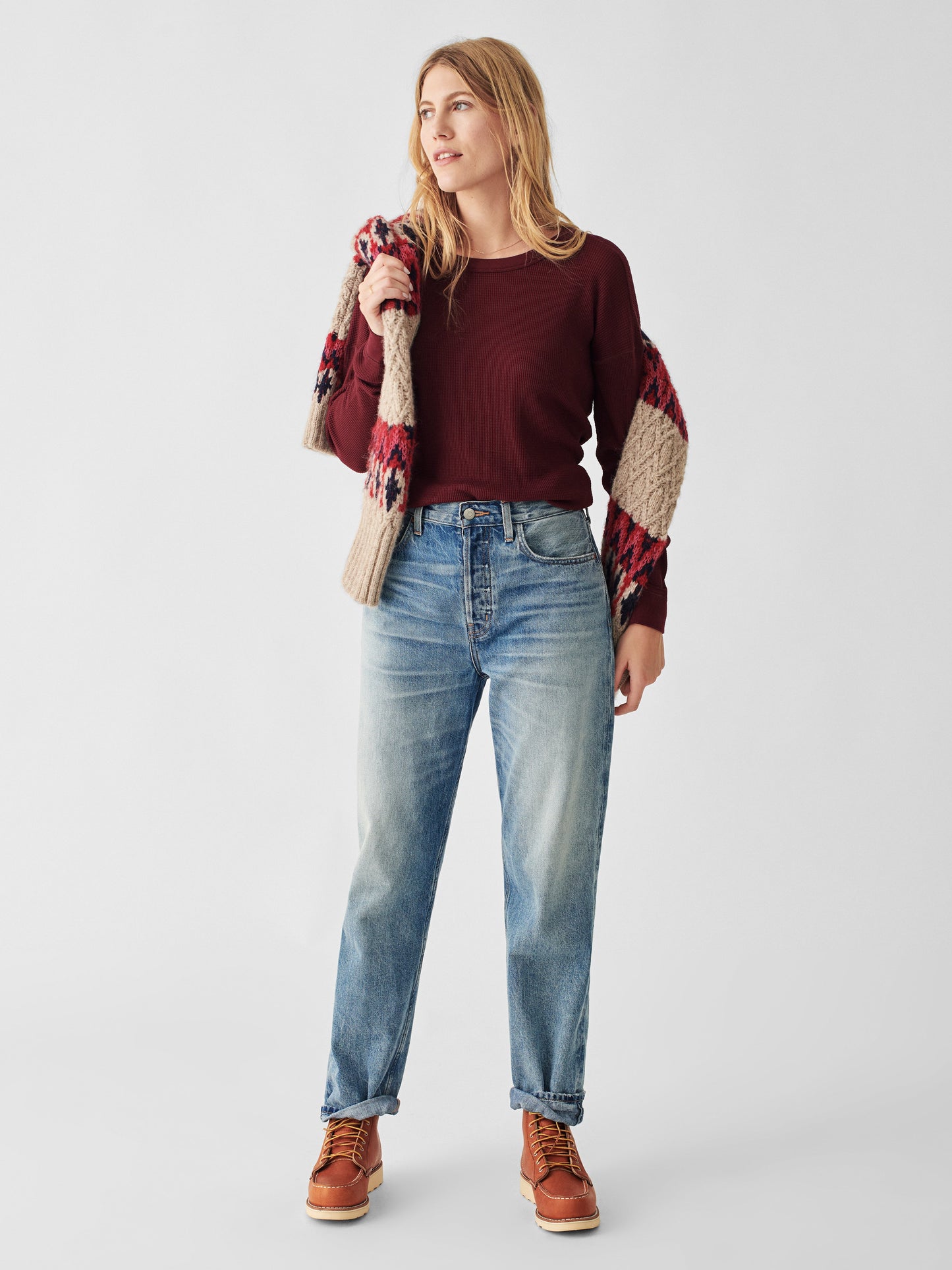 Waffle Layering Crew - Maroon Banner - M