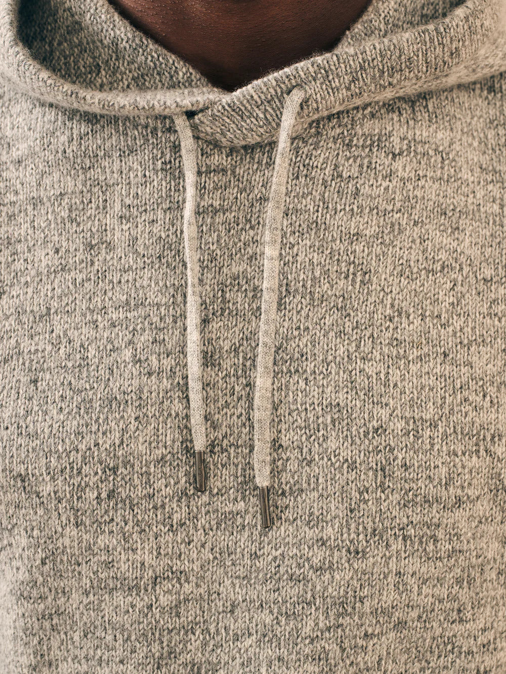 Cashmere Wool Popover Hoodie - Rock Grey Marl