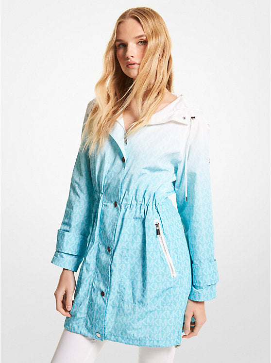 Ombre Logo Ciré Anorak - Turquoise - XXS