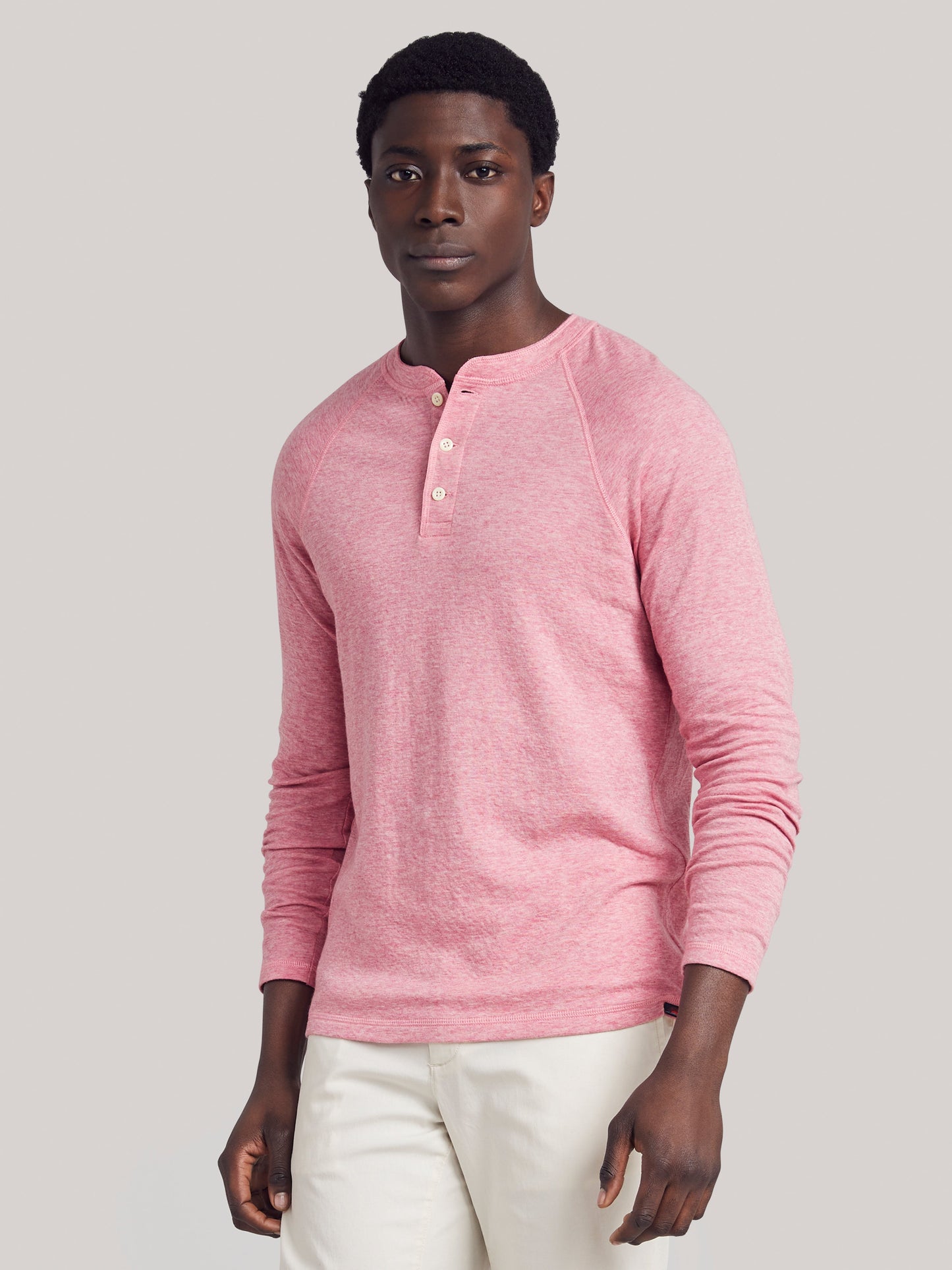 Cloud™ Long-Sleeve Henley - Faded Flag Heather - M