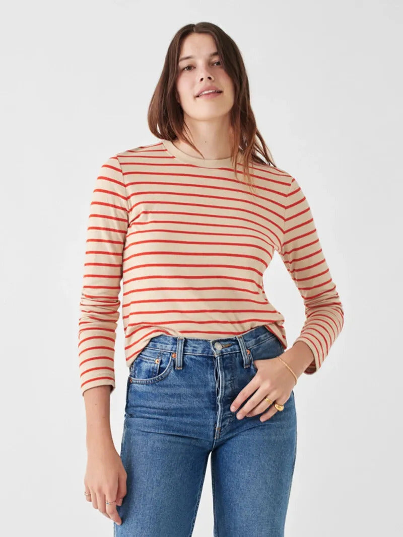 Cloud™ Long-Sleeve Tee - Spicy Orange Stripe