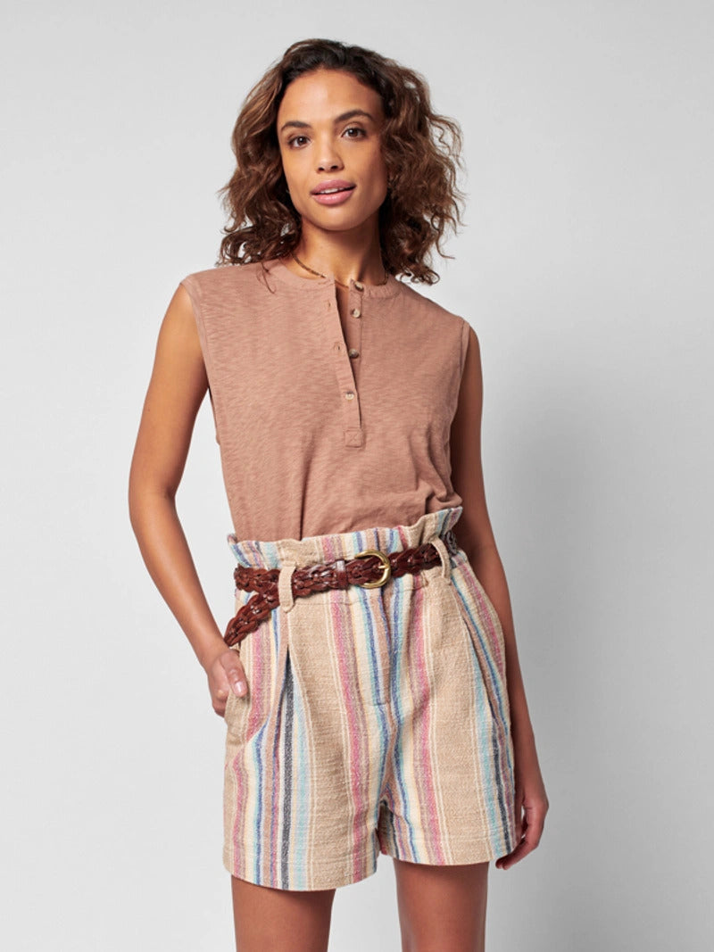 Sleeveless Knit Henley - Bronze