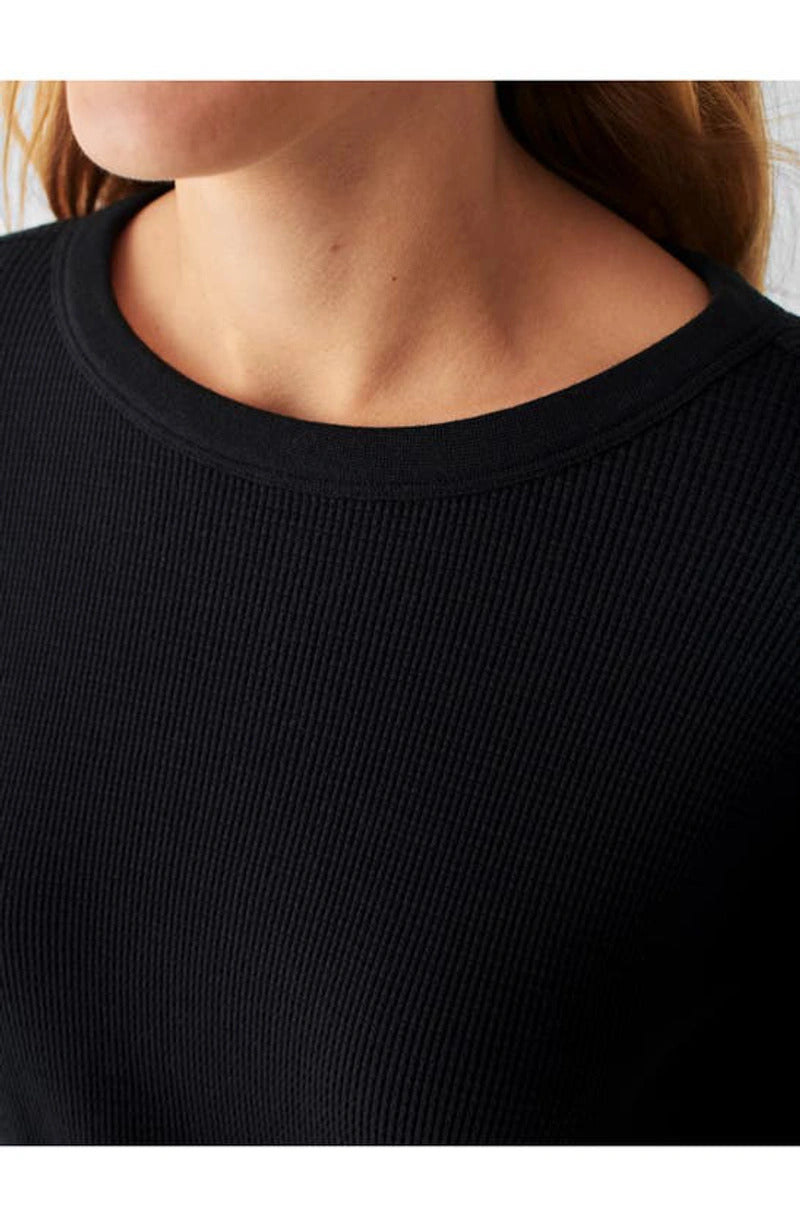 Waffle Layering Crew - Black - S
