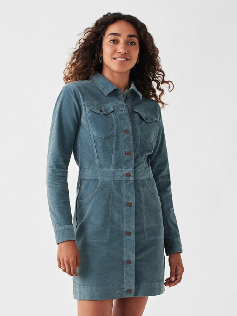 Stretch Cord Michelle Dress - Cord Blue