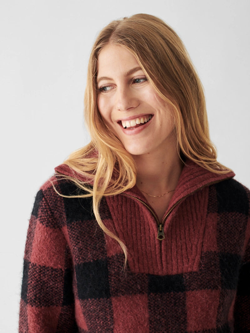 Saturday Pullover Sweater - Red Black Buffalo Check