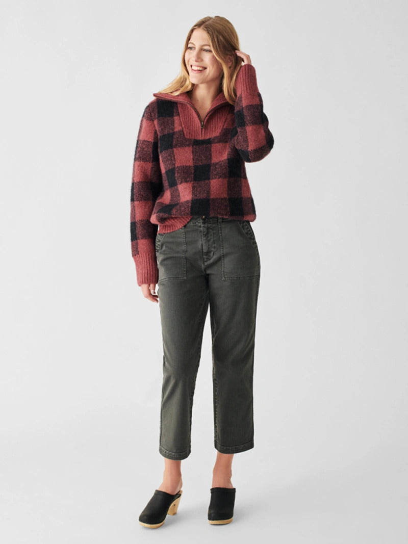 Saturday Pullover Sweater - Red Black Buffalo Check