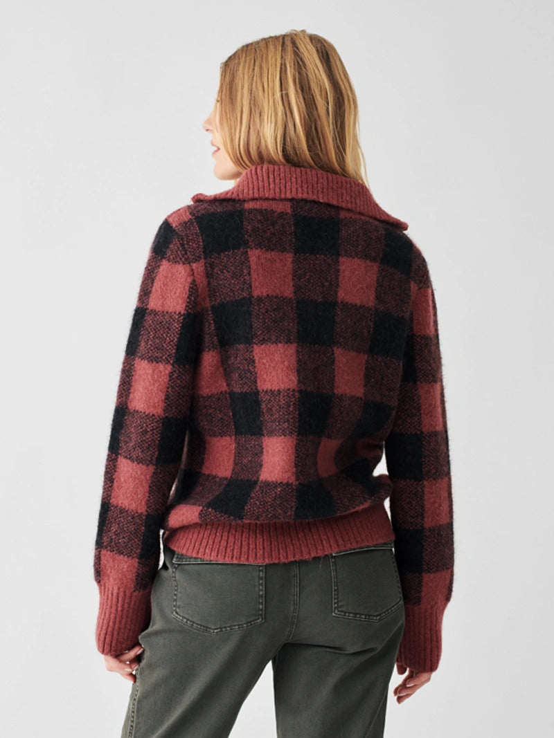 Saturday Pullover Sweater - Red Black Buffalo Check