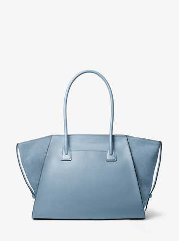 Avril Extra-Large Leather Top-Zip Tote Bag - Chambray - OS