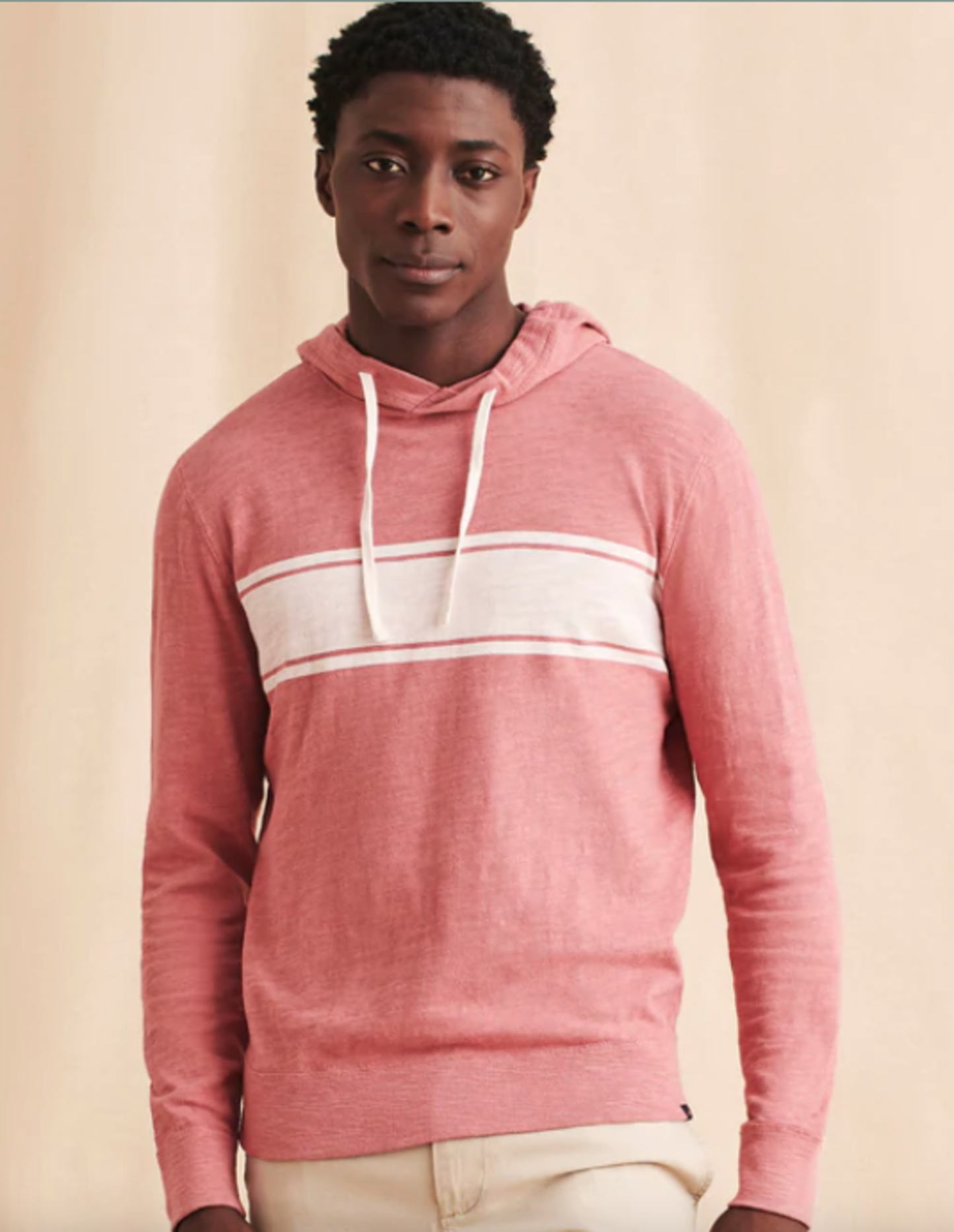 Surf Stripe Slub Hoodie - Summer Red - L