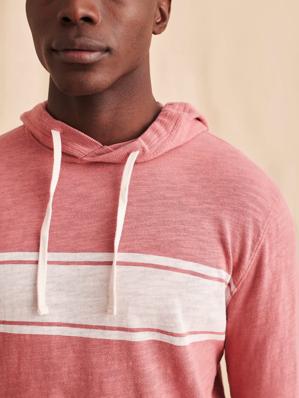 Surf Stripe Slub Hoodie - Summer Red - L
