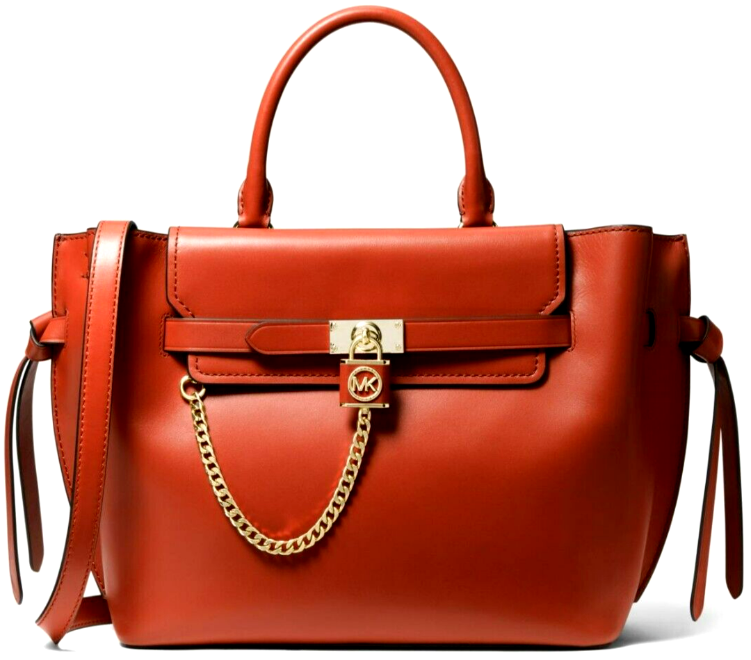 Hamilton Legacy Large Leather Belted Satchel - Deep Orange - OS