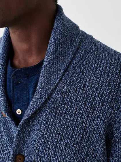 Marled Cotton Cardigan - Blue Navy Marl