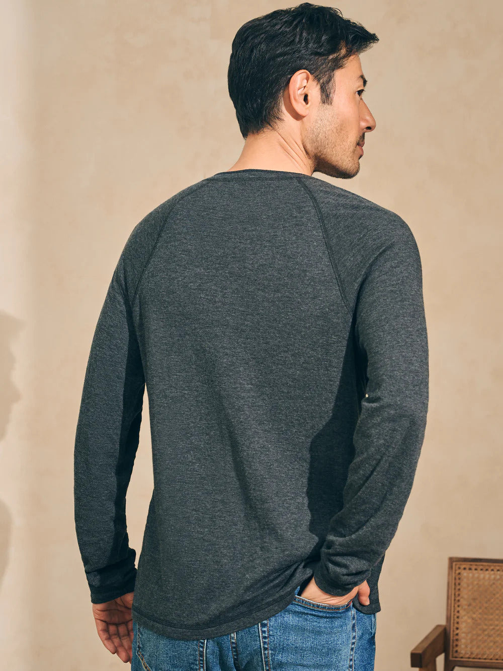 Cloud™ Long-Sleeve Henley - Charcoal Heather - M