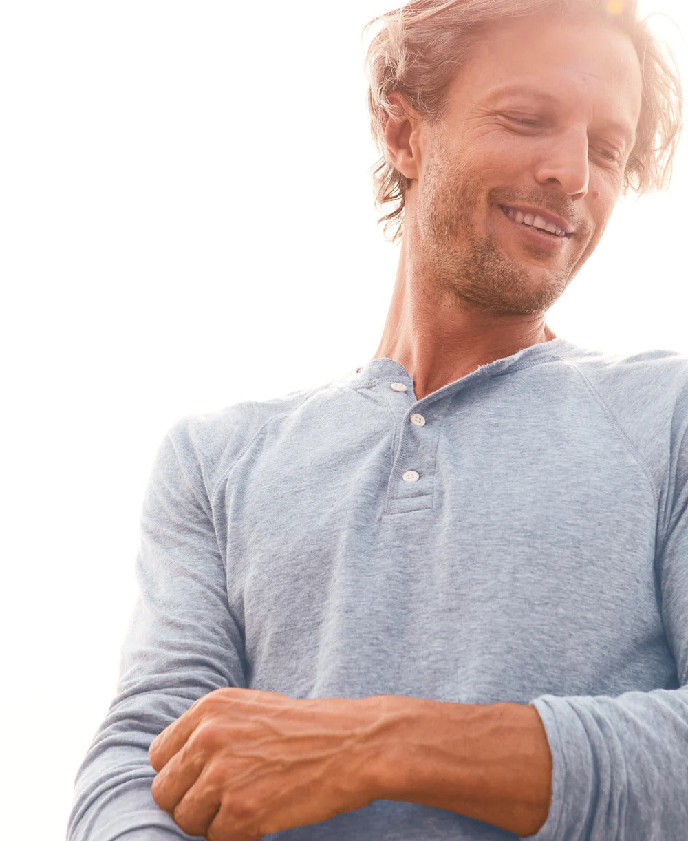 Cloud™ Long-Sleeve Henley - Light Blue Heather - S