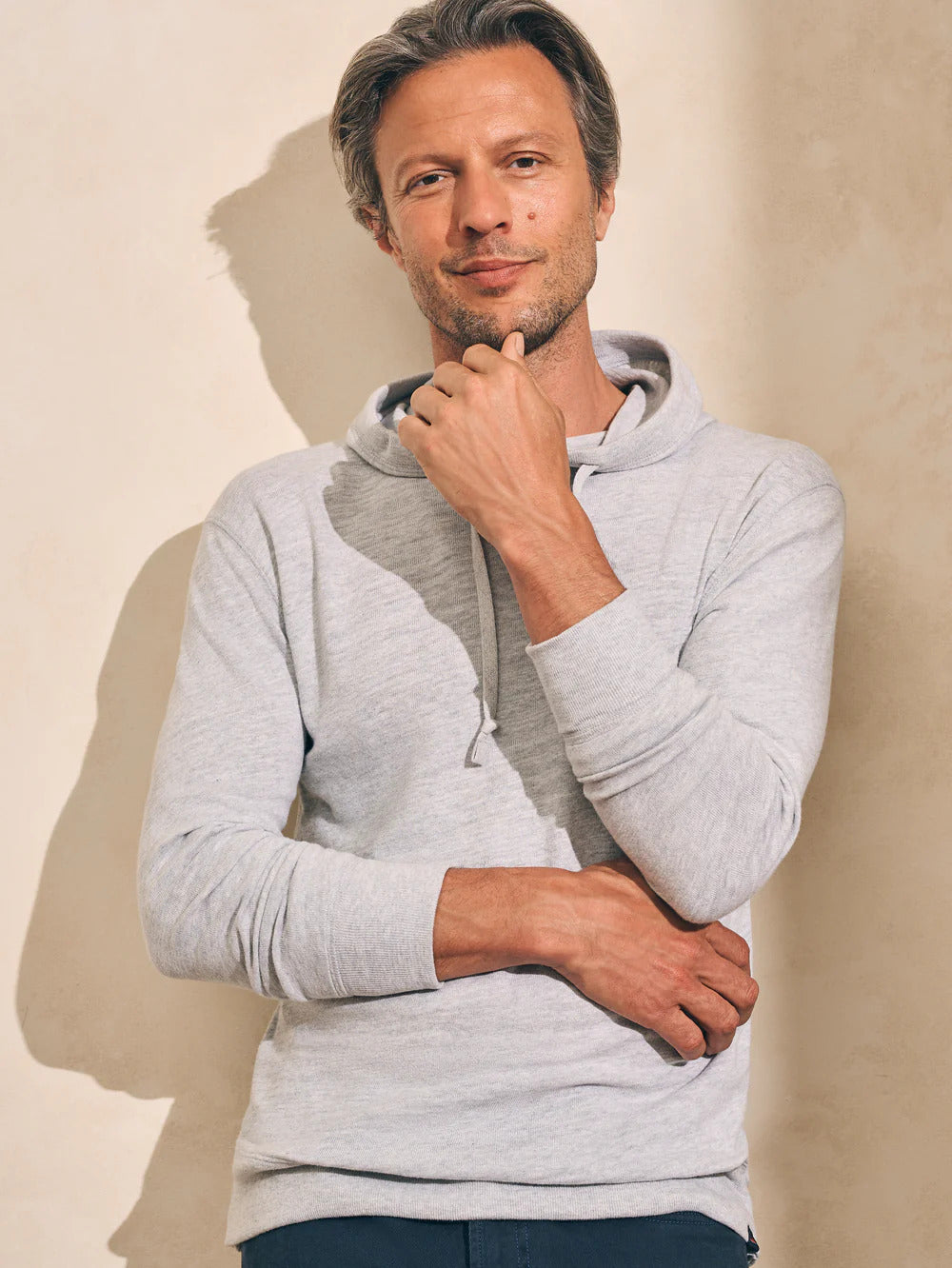 Slub Cotton Hoodie  - Light Grey Heather
