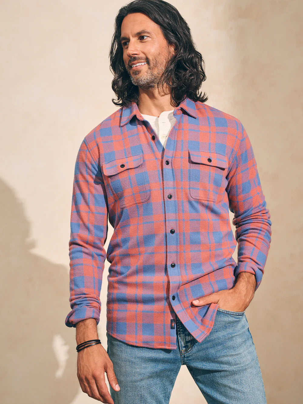 Legend™ Sweater Shirt - Rose Blue Check - L