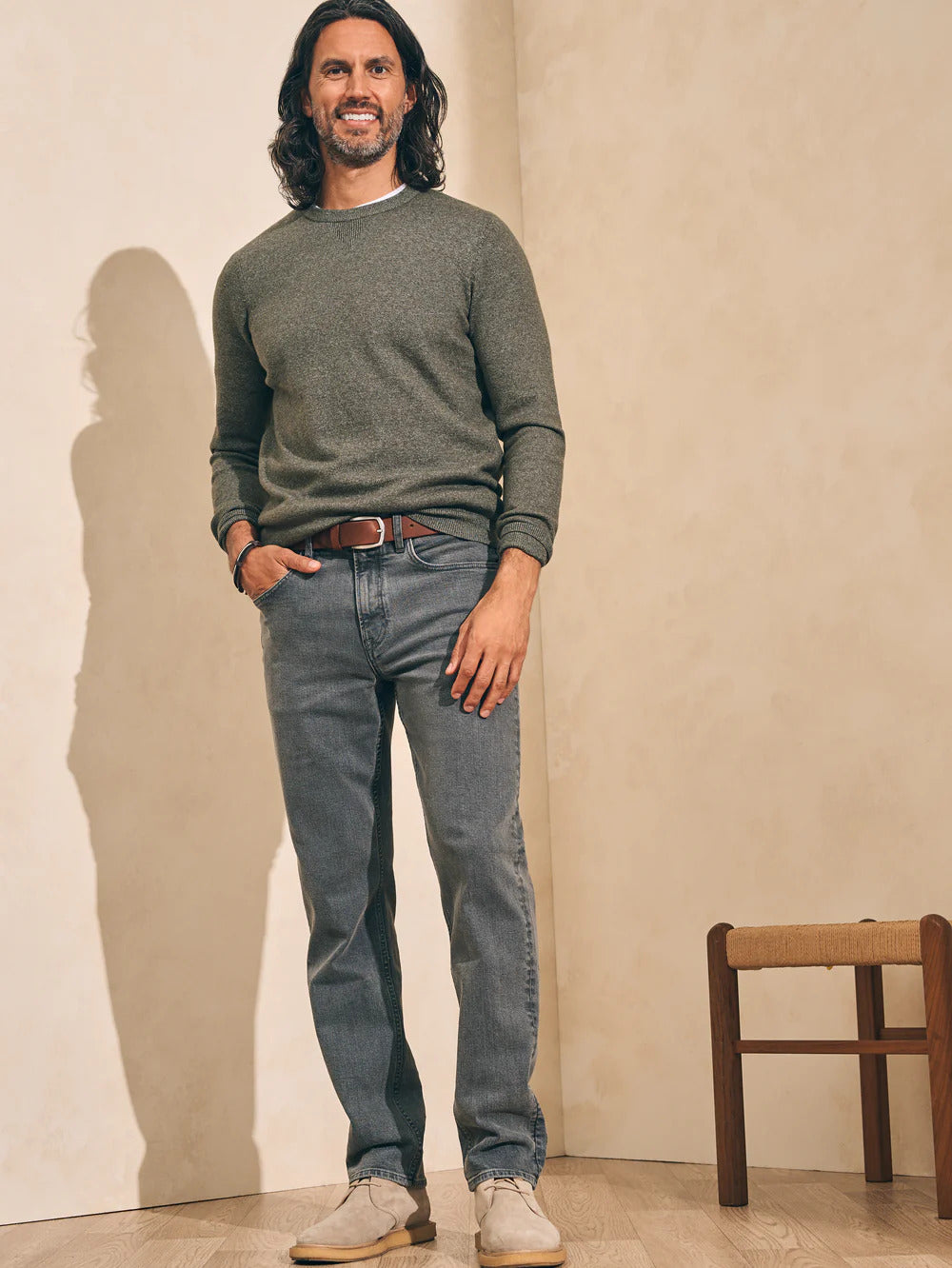 Jackson Hole Crew Sweater - Olive Heather