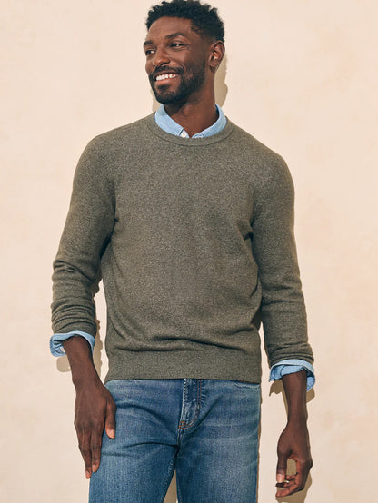 Jackson Hole Crew Sweater - Olive Heather - M