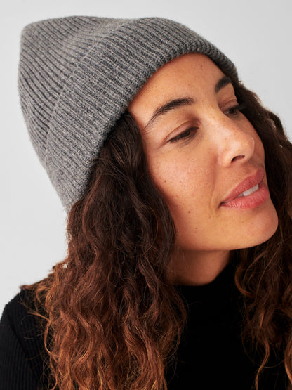 Cashmere Wool Beanie - Grey - OS
